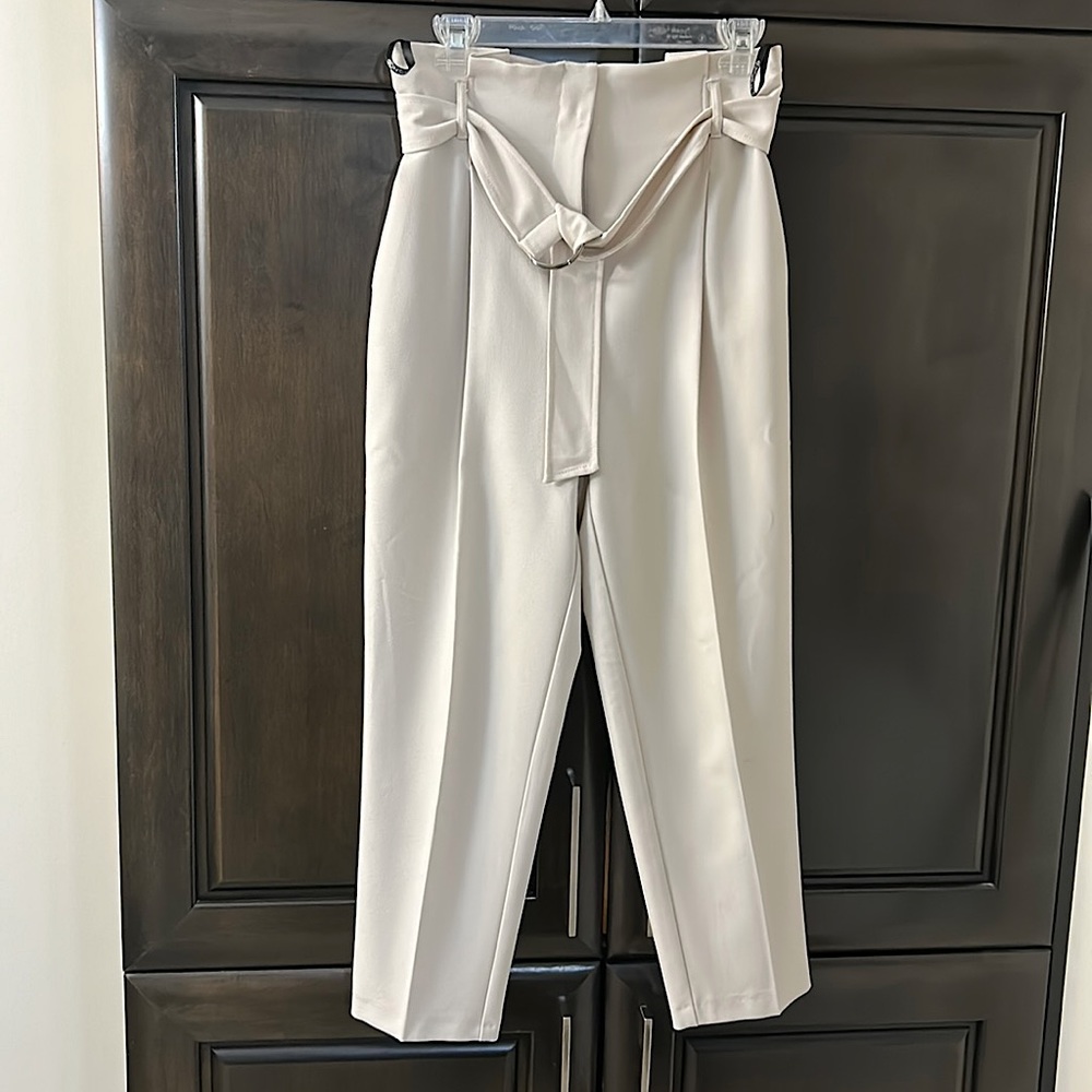 Topshop paper bag pleated trousers in pink blush colour